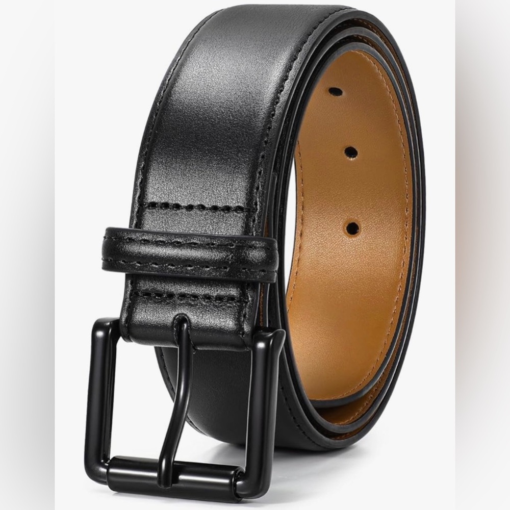 Men's Black Leather Dress Belt Size 28-30